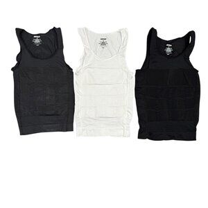 Shaperluv Tank Top Shirt Mens Medium Lot of 3 Black White Gray Compression Chest
